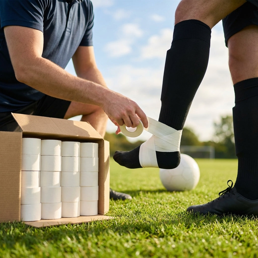 Elastic Adhesive Bandage Tape – Black/White – Cotton Spandex – Sports & Physio Use