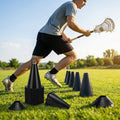 Lacrosse training marker cones in various vibrant colours