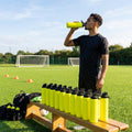 Hygienic water bottle with contactless nozzle for sports use