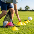 Training marker cones in vibrant Fluro colours for sports drills