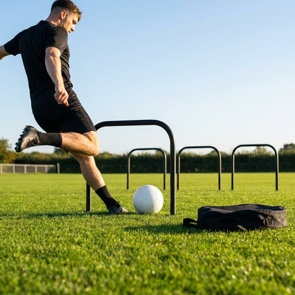 Football training passing arcs made of 34mm PVC