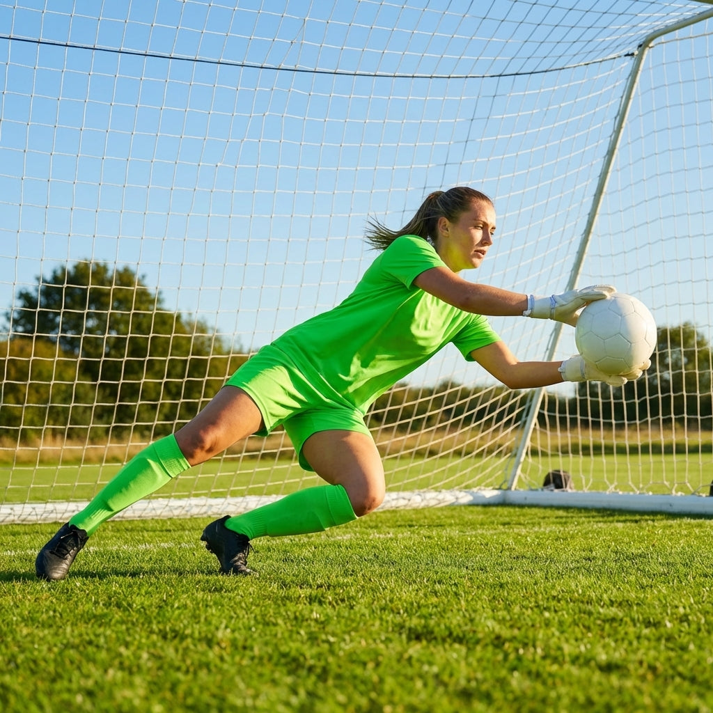 Women's Goalkeeper Kit with shirt, shorts, and knee-high socks