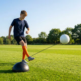 Football return trainer with elastic cord for skill development