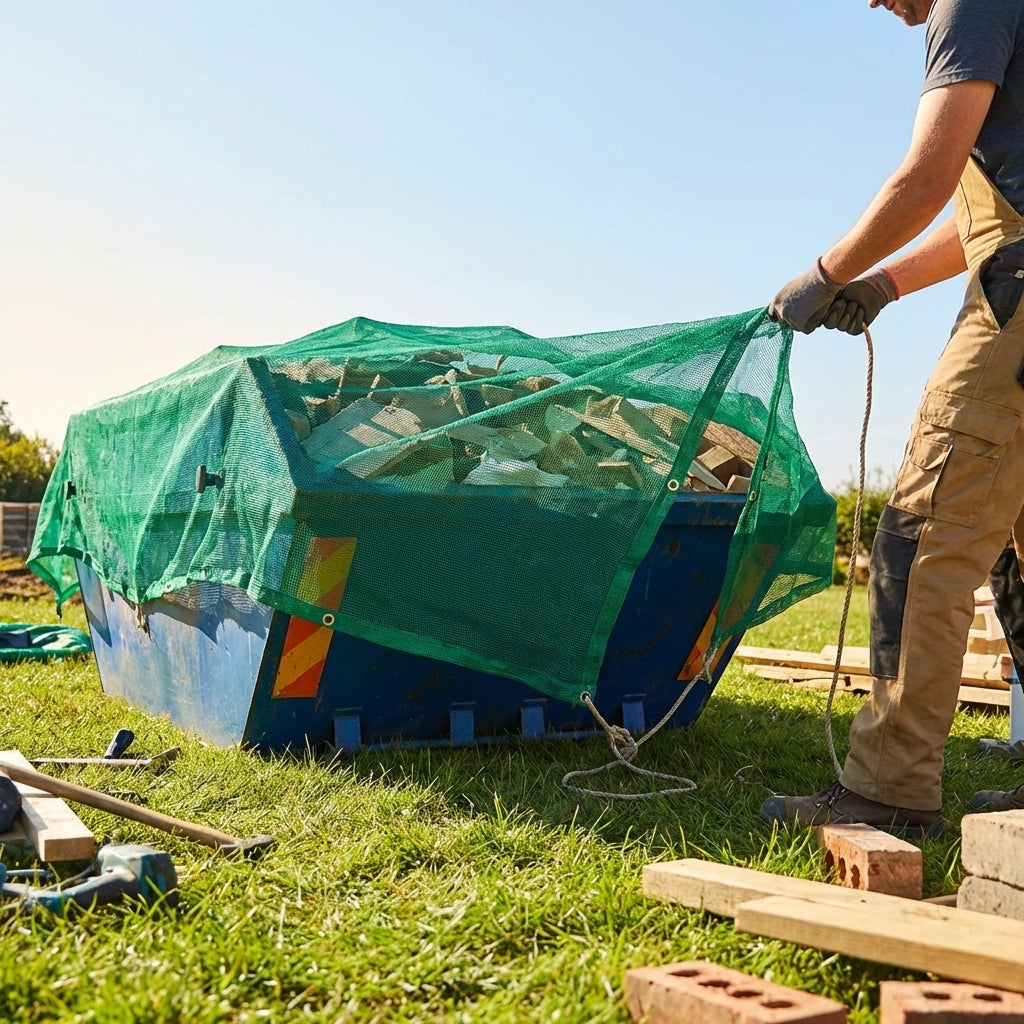 Heavy-duty mesh skip net for outdoor use