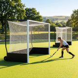 Aluminium hockey goal with HDPE net, 12ft x 7ft, for tournament use