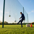 Ball Stop Net System with 8m high galvanised steel posts for sports grounds