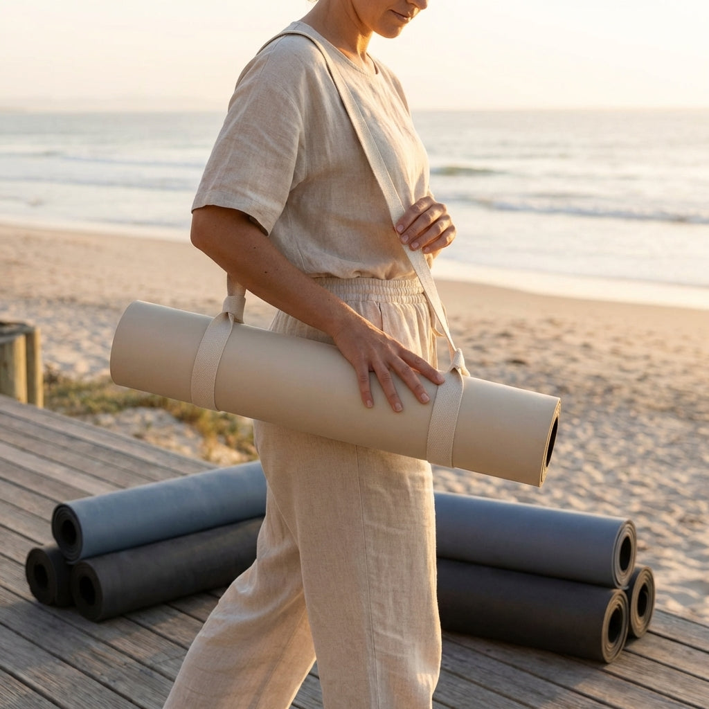 Yoga mat carry strap made of soft polyester, ideal for studio and travel