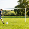 Steel football goal with galvanised steel frame for outdoor use