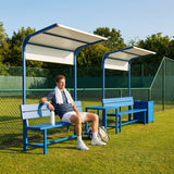 Aluminium tennis court bench in green for tournament use