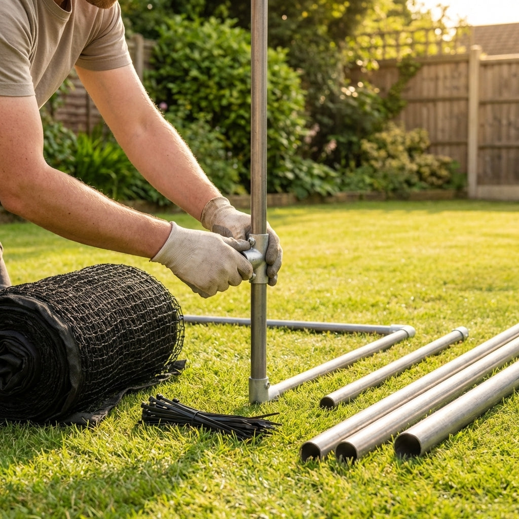 Golf Cage Replacement Parts including steel tubes and netting