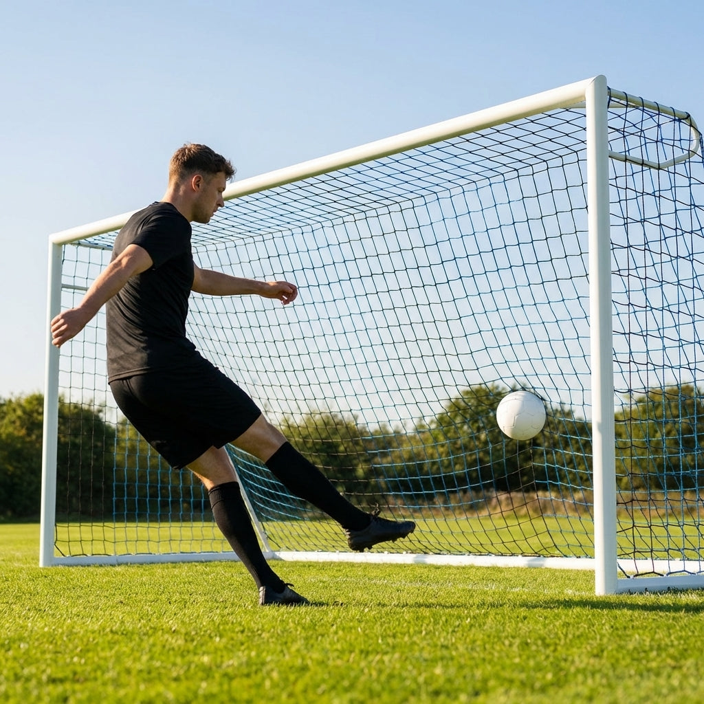 Multi-colour football goal nets for full-size goals