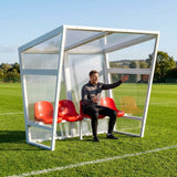 Heavy duty aluminium team shelter with moulded seats