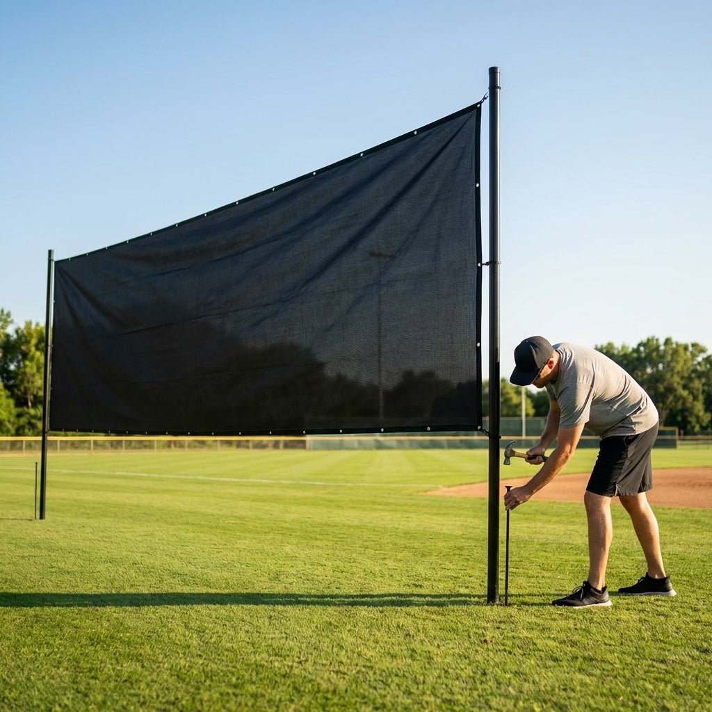 High-quality baseball outfield screen in black or green
