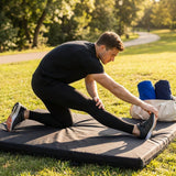 Men's compression base layer leggings in black, royal blue, and navy blue