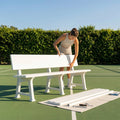 Replacement bench parts for tennis courts, available in various colours