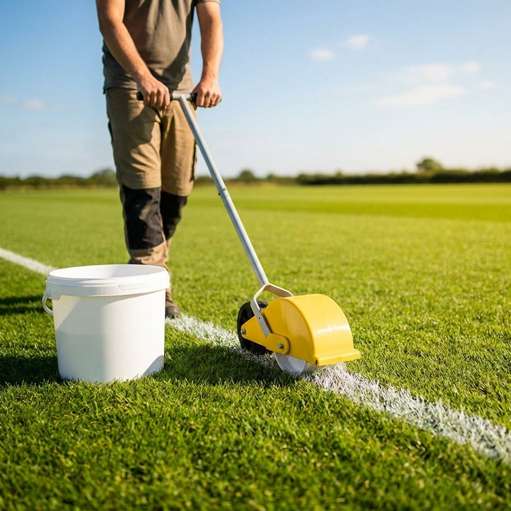 Wheel Transfer Line Marker for sports pitches in yellow steel
