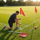 Football corner flag set with bright nylon flags and PVC poles