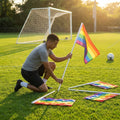Football corner flag set with bright nylon flags and PVC poles