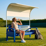 Aluminium tennis court bench in green for tournament use