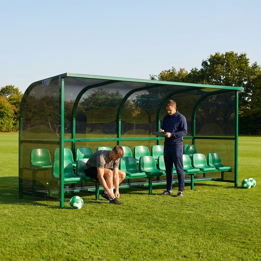 Aluminium team shelter with 16/22 seats for sports venues