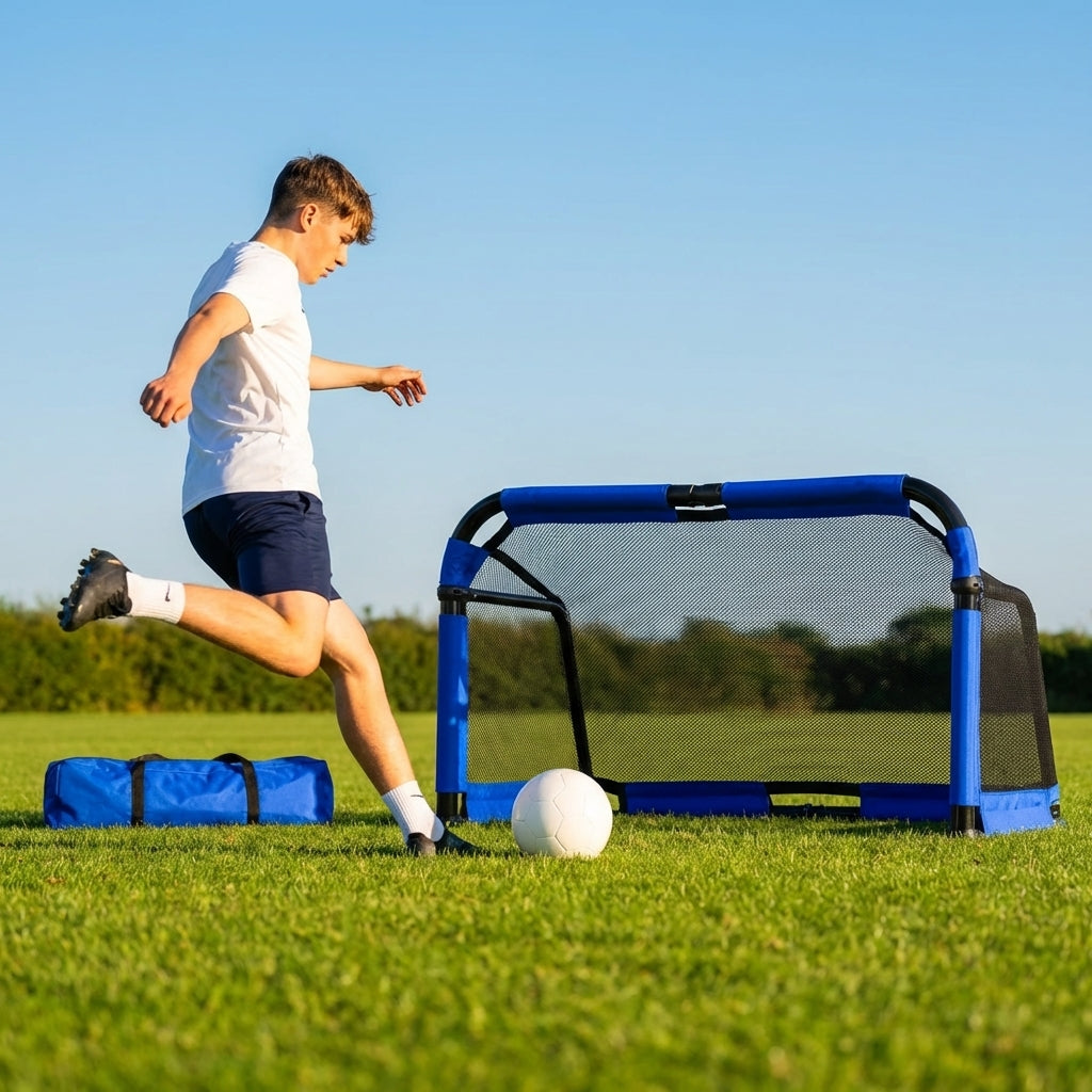 Beach football goal with fluorescent net and aluminium frame