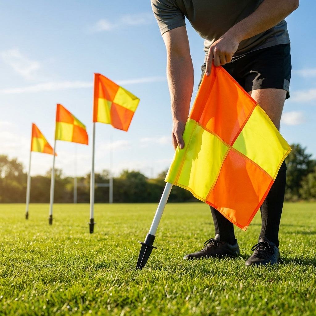 Rugby Corner Flags Set with PVC Poles and High Visibility Flags