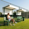 Aluminium tennis court bench in green for tournament use