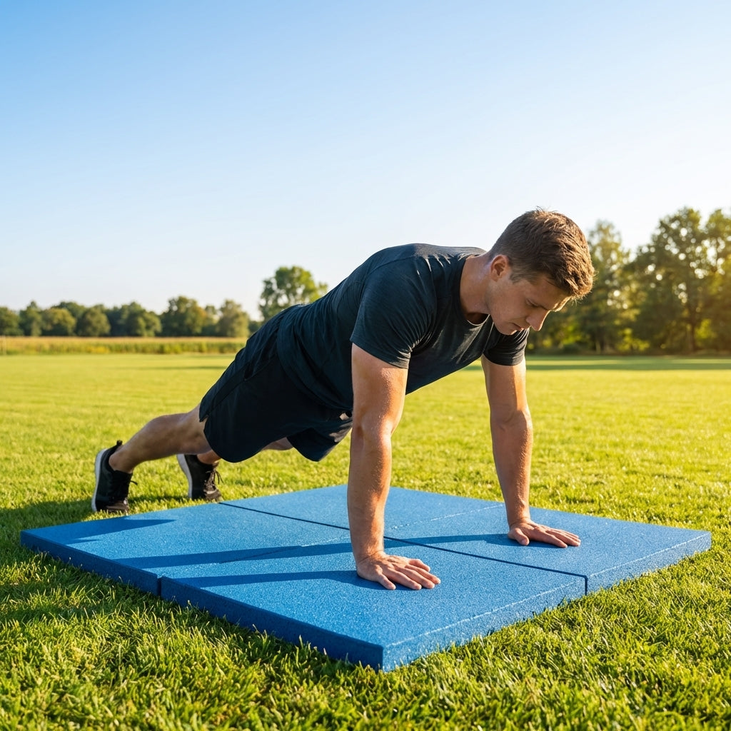 Rubber gym flooring mats, 50cm x 50cm, recycled rubber