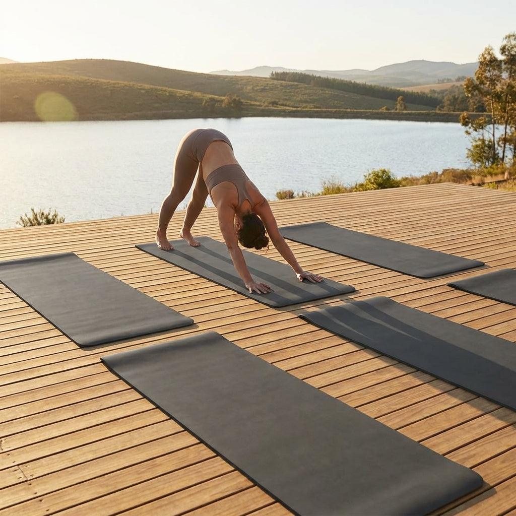 PU Yoga Mat in calming colours, 5mm thick, non-slip surface