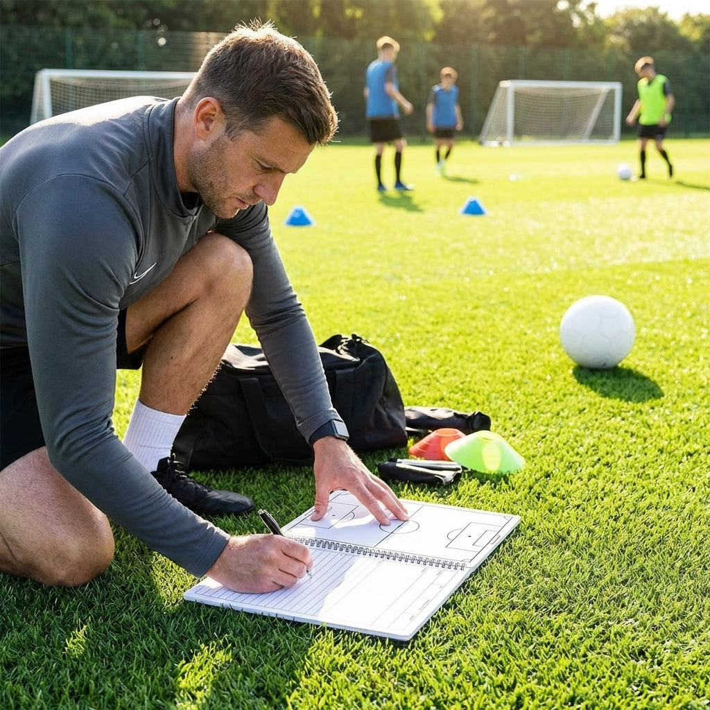 Football coaching notebook in matte black with A4 and A5 options