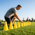 Tennis training marker cones in various sizes and colours