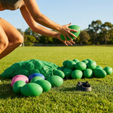 Mini Rugby Balls in Size 2, perfect for junior training, available in Blue, Green, and Pink