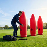 Inflatable football mannequins available in multiple sizes for training use