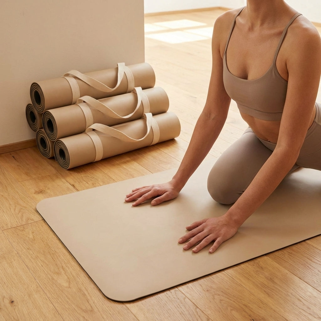 PU Yoga Mat in calming colours, ideal for yoga and Pilates