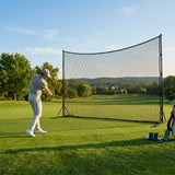 Ball stop netting system with steel posts and HDPP netting