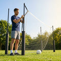 Steel net support stanchions for stadium football goals