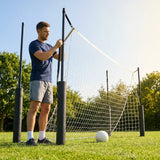 Steel net support stanchions for stadium football goals