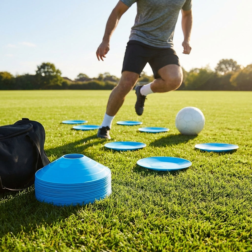 Mini flat disc markers in assorted colours for indoor and outdoor training