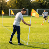 Football corner flag set with bright nylon flags and PVC poles