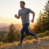 Men's compression base layer leggings in black, royal blue, and navy blue