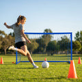 Folding football goal with aluminium frame and high-impact net