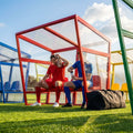 Heavy duty aluminium team shelter with moulded seats
