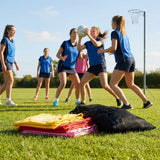 Vibrant netball bibs made of polyester mesh for schools and clubs