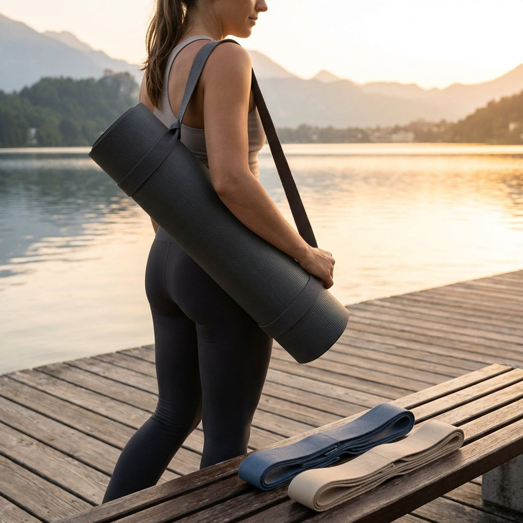 Yoga mat carry strap made of soft polyester, ideal for studio and travel